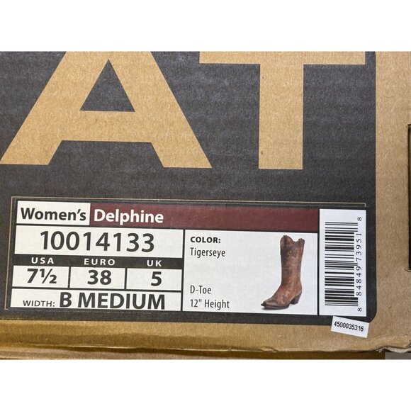 Ariat Western Brown Leather Boots Size 7.5 With Embroidered Floral Design - Picture 9 of 9